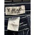 Y Jeans Los Angeles Women Y2K Flare Leg Bling Jeans Embelished Pockets Size 7/8 Blue Photo 3