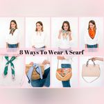 Vintage 1970s Floral Silk Scarf Squares Orang White 24 X 24 Multiple Photo 9