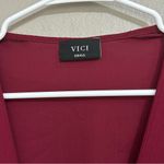 VICI  burgundy plunge v neck tie front blouse women’s size small Photo 7
