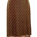 EXPRESS Vintage  Y2K Metallic Diagonal Striped Brown Gold Midi Skirt Size Large L Photo 0