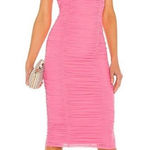 Majorelle Tabitha Ruched Mesh Midi Dress in Bubblegum Pink - Size Medium Photo 0