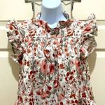 Floral High Neck Tiered Flutter Sleeve Mini Dress Size L Photo 1