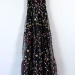 Simplee Apparel Simplee Black Floral Embroidered Smocked High Neck Tulle Mesh Maxi Dress Medium Photo 6
