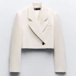 ZARA blazer cropped double breasted oyster white Photo 4