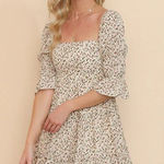 Exlura Womens Floral Tiered Babydoll Mini Dress Peasant Size XL Square Neck Boho Photo 0