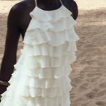 ZARA  ivory ecru mini dress halter ruffle Bohemian summer vacation evening casual Photo 8