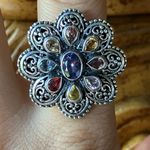 Natural Tanzanite Sapphire Sterling Silver Cocktail Ring Size 9 Photo 0