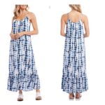 Karen Kane Ruffle Hem Maxi Dress Blue & White size S Photo 1