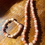 Bohemian Earth Toned Beaded Necklace and Bracelet Set Pink Photo 0
