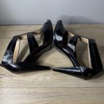 Michael Kors  MK Black Patent Strappy Zipper Cage Heel Sandal Goth Punk Party 7.5 Photo 5