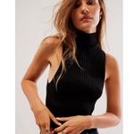 Free People  Natasha Black Mock Neck Sleeveless Sweater Top XS $128 Photo 3