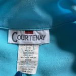 Womens Button Down Dress Blouse Lightweight Blue Top Plus Size 1X Shoulder Pads Photo 7