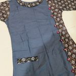 NWT Pigeon Blue and Brown Peacock Pom Pom Tunic Maxi Dress Indian Pakistani Photo 5