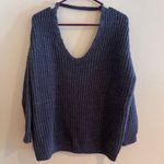 Elan Blue V Neck Oversized Sweater Photo 0