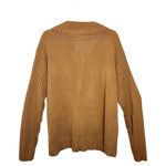 Lee Ms. Camel Brown Ribbed Zip-Up Knit Sweater Faux Suede Panels Boho Casual XL Photo 2