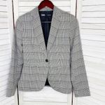 ZARA ‎ Plaid Blazer Jacket Black White Tan 2 Photo 7