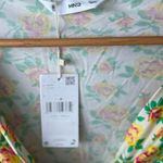 Mango Women’s Bright Floral Printed Knot Long Sleeve Crop Top Size Large Photo 7