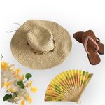 Maurice's new β Floppy Woven Raffia Straw Wide Brim Sun Hat β Colorful Boho Beads Photo 7