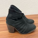 Free People  Hybrid Charcoal Gray Nubuck Leather Strappy Chunky Heeled Booties 37 Photo 3