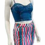 Forever 21 Rainbow Striped Denim Mini Skirt Photo 1