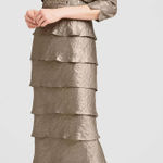 David's Bridal Champagne Hammered Shimmer Tiered Ruffle Beaded Jacket Dress 14 Photo 0