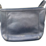 Fossil  Women's Navy Blue Leather Shoulder Crossbody Handbag‎ Small Zipper Top Photo 0