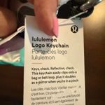 Lululemon NWT Logo Keychain Mirror Black Gray Reflective Charm Bag Purse Access Photo 5