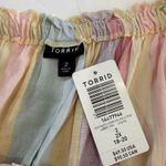Torrid Pastel Stripes M Challis Off Shoulder Midi Dress Size 2X Pockets Tassels Photo 12