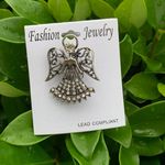 NEW Gray/Silver Rhinestone Angel Brooch/Pin Photo 1