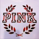 PINK - Victoria's Secret Pink By Victoria’s Secret Campus Crew Red/Black Emblem Neck Tee Shirts Photo 6