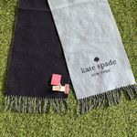 Kate Spade NEW Wool Cashmere Logo Oblong Ocean Fog Scarf NWT Photo 5
