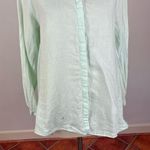 Eileen Fisher Light Green Irish Linen Button Down Photo 3
