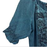 Pyramid Collection Embroidered Renaissance Maxi Dress Size L Blue Bust Tie Goth Size L Photo 7