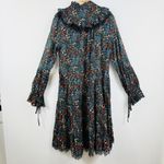 Warm NY boho 100% cotton Floral Tiered Ruffle Midi long sleeve Dress NWT Black Size 0 Photo 4