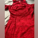 Material Girl  Red Floral Lace cold shoulder Fit Flare A-line Mini Dress Cocktail Photo 3