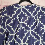 Roberta Roller Rabbit  NAVY WHITE ABSTRACT PRINTED LIGHTWEIGHT POPOVER BLOUSE L Photo 8