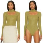 superdown  Victoria Square Neck Cutout Bodysuit  Green Size Small Turtleneck Photo 1