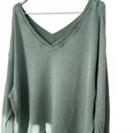 American Eagle AE Saltwash Double V-Neck Sweatshirt Dried Sage Medium Photo 7