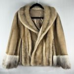 Sears Regina Glenara By Glenoit Faux Fur Cape Stole Shawl Collar Jacket Large Tan Photo 2