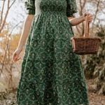 Hill House  Home Nesli Nap Dress Emerald Trellis Green Size XS Photo 0