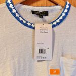 Joseph A  Womens Short Sleeve Pocket Tee Retro Crochet Collar Cuff Linen White M Photo 4