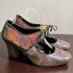 Koko Italian Tango Shoe Snake & Metallic Lace Up Heels Shoes Size 39 Brown Photo 0