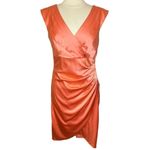 Kay Unger NWT Satin Stretch Tulip Skirt Cocktail Dress in Cantaloupe, Size 12 Photo 3