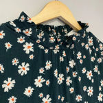 Elodie  Dark Green and Floral Long Sleeve Blouse Size Extra Small XS Photo 2