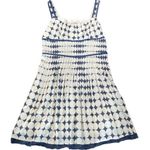 Gracia  sleeveless mini dress Polka dot pleated Blue & cream Lined Size L Lined Photo 14