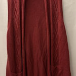 VTG Y2K Appleseeds Red Sweater Vest Open Front Womens L Roll Neck Pocket Stretch Size XL Photo 0