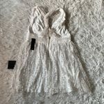 Lulus  ivory/Shiny gold tulle daisy overlay twist back skater dress size Large Photo 5