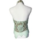 G by Guess  Lace Overlay Halter Neck Pointy Hem Top Photo 2