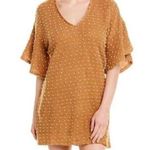 BCBGeneration  Caramel Swiss Dot Mini Dress Bell Sleeve V-Neck Acrylic Nylon EUC Photo 0