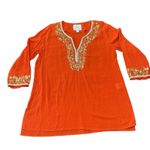 Nicoblu Roxana Tunic With Gold & Gemstone Embellishment Large Orange Size 12 Photo 3